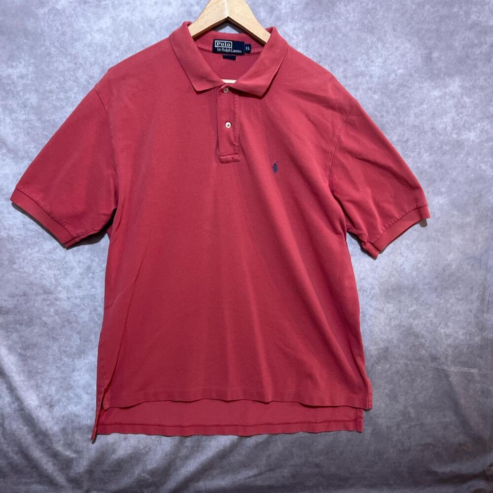 VINTAGE 90s Polo Ralph Lauren Dark Pink Short Sleeve Polo size XL
